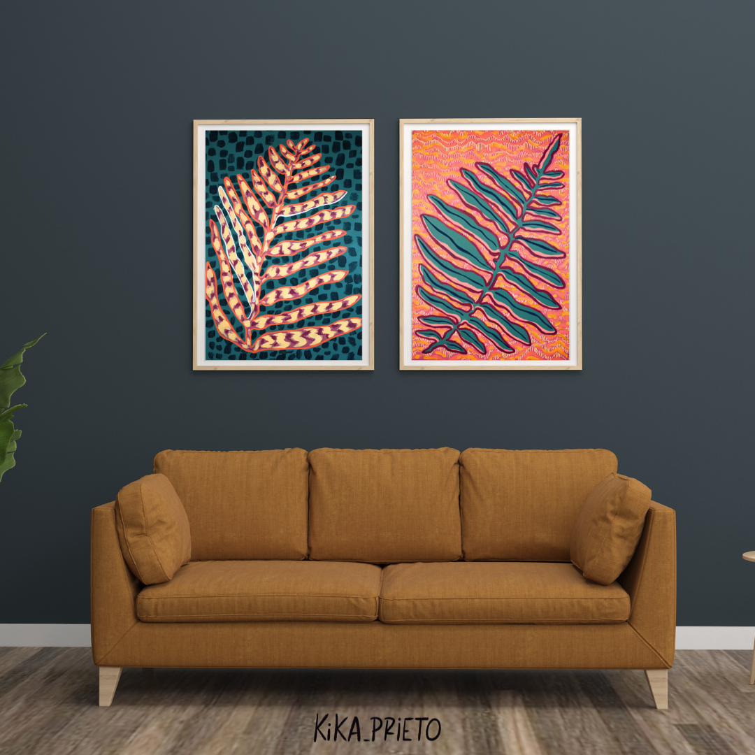 Díptico Prints helechos 30x40